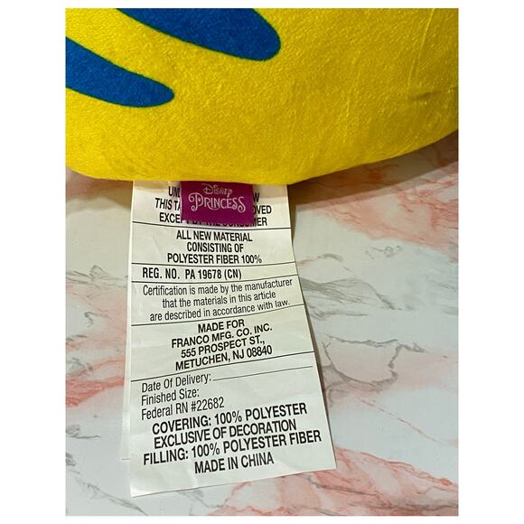 BIG 15" Disney Princess Flounder Stuffed Plush Plushie Ariel Little Mermaid Fish - Picture 2 of 6